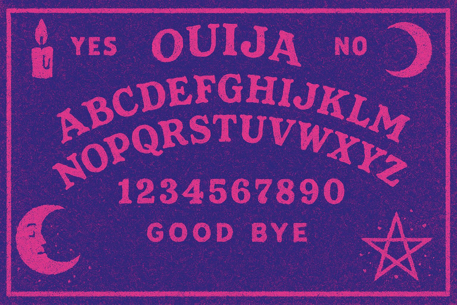 A dark spirit board used to spell the oracle message